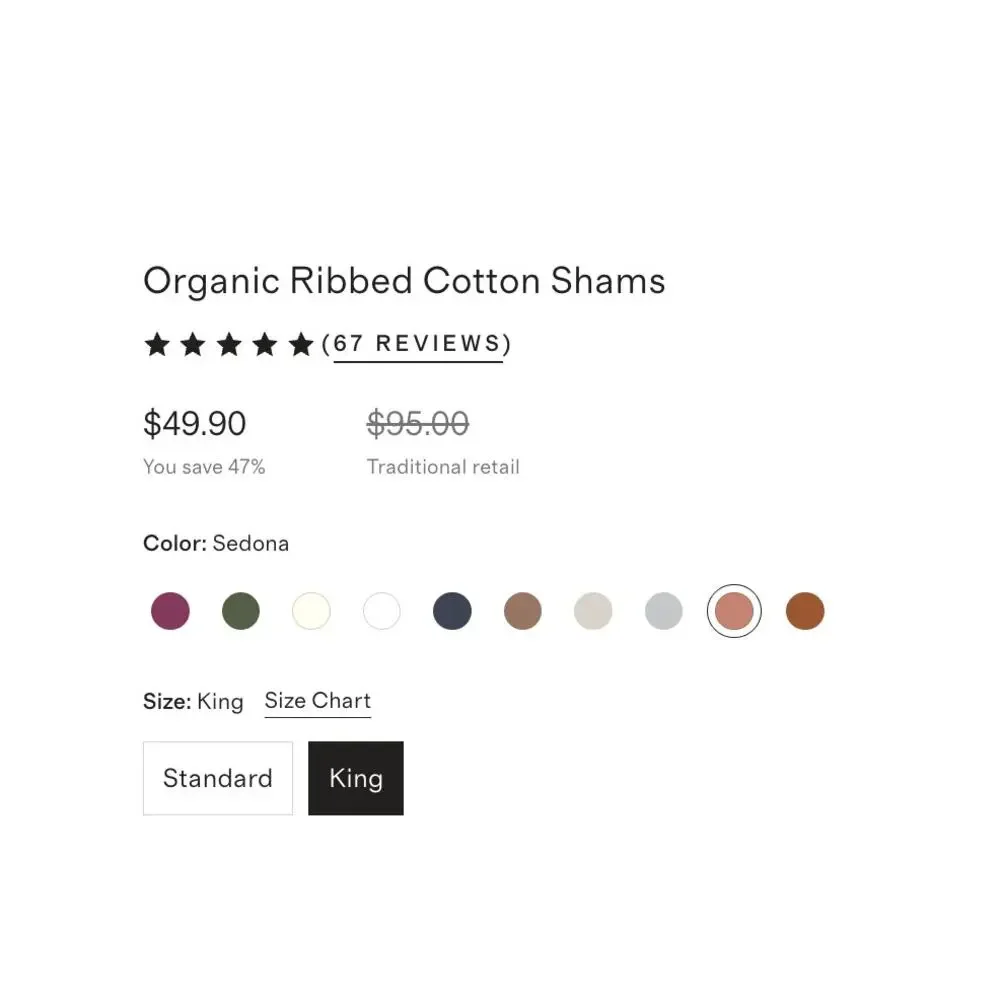 QUINCE Organic Ribbed Cotton Shams KING in Sedona